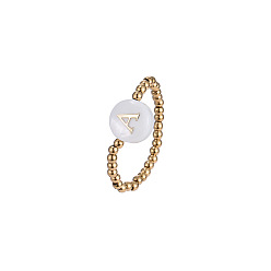 Letter A 304 Кольца из нержавеющей стали и ракушек, плоские круглые с буквы, стрейч-кольца, буква a, 19 мм