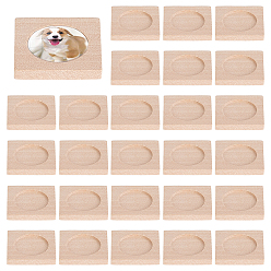 PapayaWhip Wood Cabochon Settings, Square, PapayaWhip, 34.5~35x35~36x5mm, Inner Diameter: 25mm
