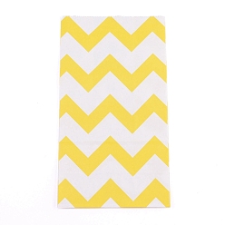 Желтый Белые крафт-бумажные пакеты, без ручек, сумки для хранения, волновая картина, желтые, 23.5x13x8 см
