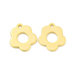 Настоящее золото 18K Латунные подвески, цветок, реальный 18 k позолоченный, 14x13x1 мм, отверстие : 1.6 мм