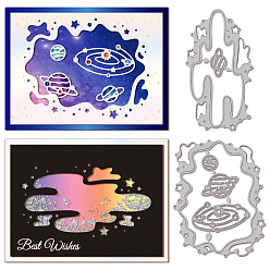 Planet Углеродистая сталь разрезает трафареты, для diy scrapbooking, Фотоальбом, декоративная бумага для тиснения, форма для поздравительных открыток, планета, 117~121x67~92x0.8 мм, 2 шт / комплект