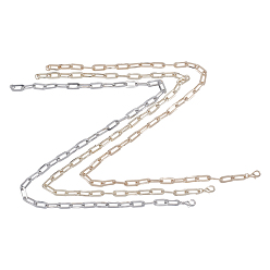Mixed Color Iron Paperclip Chains, Drawn Elongated Cable Chains Necklace Making, with Brass Lobster Clasps, Unwelded, Mixed Color, 18.7 inch(47.5cm), Link: 14x6x1.5mm, Jump Ring: 7x1mm, 4.5mm inner diameter, 3 colors, 1pc/color, 3pcs/set