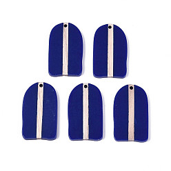 Полуночно-синий Кулоны из непрозрачной смолы и дерева, арка, темно-синий, 38x22x3.2 мм, отверстие : 2 мм