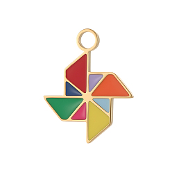 Разноцветный 304 нержавеющей стальной эмали подвески, амулет веялки, ионное покрытие (ip), долговечный, реальный 18 k позолоченный, красочный, 18x15 мм, отверстие: 2 мм