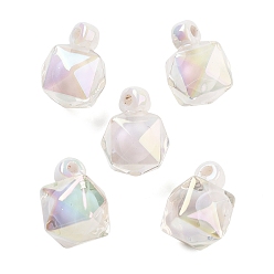 Белый Непрозрачные акриловые подвески с УФ-покрытием, Новогодняя тема, переливающийся двухцветный, Топ пробуренной, многоугольник, белые, 21x16x16 мм, отверстие : 3 мм