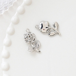 Платина Подвески из сплава , цветок, платина, 21x15 мм