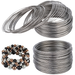 Stainless Steel Color 200 Circles Memory Wire, for Bracelet Making, Steel Wire, Stainless Steel Color, 22 Gauge, 0.6mm, Inner Diameter: 65mm