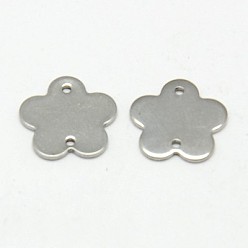 Stainless Steel Color Tarnish Resistant 304 Stainless Steel Links connectors, Flower, Stainless Steel Color, 13x13x1mm, Hole: 0.5mm