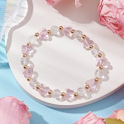 чертополох Стеклянные бусины растянуть браслеты, бабочка, с латунной бисера, чертополох, внутренний диаметр: 3-1/2 дюйм (8.75 см)