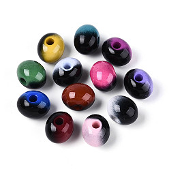 (52) Непрозрачная лаванда Непрозрачные акриловые бусины, окрашенные распылением, овальные, два тона, разноцветные, 13.5x18x15 мм, отверстие : 4.5 мм
