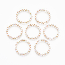Seashell Color Brass Linking Rings, with ABS Plastic Imitation Pearl, Nickel Free, Real 18k Gold Plated, Round Ring, Seashell Color, 21x3mm, Inner Diameter: 17mm