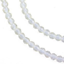 Deep Sky Blue Transparent Glass Beads Strands, Segmented Multi-color Beads, Faceted Round, Deep Sky Blue, 3mm, Hole: 0.7mm, about 136~139pcs/strand, 14.53 inch~14.84 inch(36.9~37.7cm)