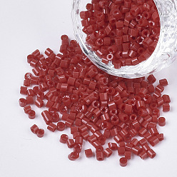 Crimson 8/0 Glass Bugle Beads, Opaque Colours, Crimson, 8/0 2.5~3x2.5mm, Hole: 0.9mm, about 15000pcs/bag