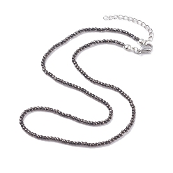 Gunmetal Round Glass Beaded Necklace for Women, Gunmetal, 15.16 inch(38.5cm)