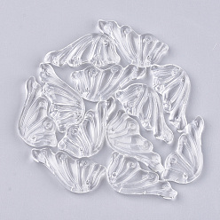 Clear Transparent Glass Pendants, Wing, Clear, 36x18x5.5~6mm, Hole: 1mm