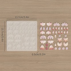 Прозрачный Силиконовые формы, изготовление украшений, формы для литья смолы, для уф-смолы, изготовление ювелирных изделий из эпоксидной смолы, прозрачные, 137x136x5 мм, отверстие : 2 мм, внутренний диаметр: 9~21x6.5~30 мм