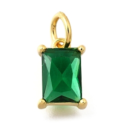 Темно-Зеленый 925 подвески из стерлингового серебра с прозрачными кубическими цирконами, прямоугольные, с целью перехода в кольце, золотые, темно-зеленый, 9.5x6.5x4 мм