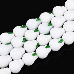 Белый Бусины лэмпворк , грушевые обереги, белые, 14~15x11.5~12x11.5~12 мм, отверстие : 0.9~1.2 мм, около 20 шт / нитка, 11.22~11.42'' (28.5~29 см)