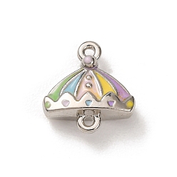 Платина Подвески из сплава эмали, разноцветные звенья в форме карусели, платина, 13.5x12.5x4.5 мм, отверстие : 1.2 мм