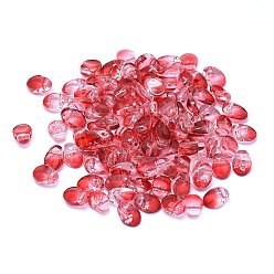 Индийский Красный Стеклянные прелести, овальные, Индийская красная, 8x6x4 мм, отверстие : 1 мм