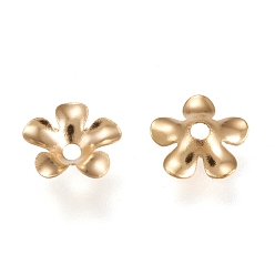 Golden 304 Stainless Steel Bead Caps, 5-Petal, Flower, Golden, 6x6.5x1.5mm, Hole: 1.2mm