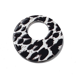 Черный Акриловые подвески, плоско-круглые, леопард, чёрные, 40.5x2.5 мм, отверстие : 1.6 мм