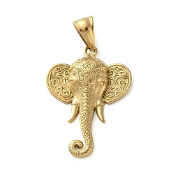 Золотой 304 подвески из нержавеющей стали, очарование слона, ионное покрытие (ip), золотые, 37x26x6 мм, отверстие : 9x5 мм