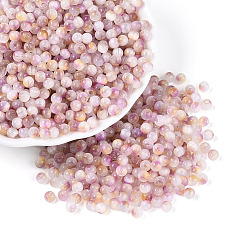 Орхидея Стеклянный бисер в стиле волочильного станка, круглые, имитация шарики глаза кота, круглое отверстие, два тона, сиреневые, 4 мм, отверстие : 1.2~1.5 мм, Около 5625 шт / фунт