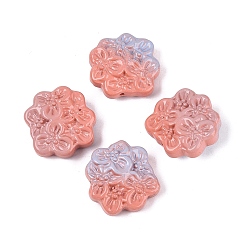 Salmon Two Tone Color Baking Paint Opaque Glass Beads, Flower, Salmon, 23x24.5x10mm, Hole: 1.4mm