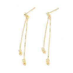 Золотой 925 Результаты серьги стерлингового серебра, кисточка на длинной цепочке с двойными дужками, за половину пробурено бисера, реальный 18 k позолоченный, 55.5 мм, штифт: 0.7 мм и 0.6 мм (для наполовину просверленных бусин)