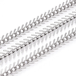 Нержавеющая Сталь Цвет 304 Цепи из нержавеющей стали с звеньями типа «рыбья кость», несварные, с катушкой, цвет нержавеющей стали, 11.5x3 мм, около 32.81 футов (10 м) / рулон