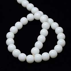 White Opaque Solid Color Crystal Glass Round Beads Strands, White, 10mm, Hole: 1mm, about 23pcs/strand, 15.3 inch