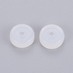 White Silicone Ear Nuts, Earring Backs, Half Drilled, White, 7x3mm, Hole: 1.5mm