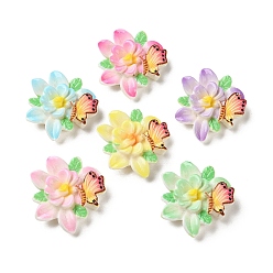 (52) Непрозрачная лаванда Кабошоны из смолы, цветок с пчелой, разноцветные, 25x27x6 мм