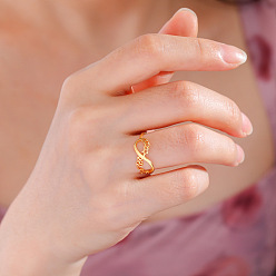 Золотой 201 кольца для пальцев из нержавеющей стали для женщин, бесконечность, золотые, размер США 7 (17.3 мм)