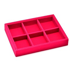 Tief rosa Holzquader Schmuckpräsentationsboxen, mit Samt überzogen, 6 compertments, tief rosa, 20x15.2x3.2 cm