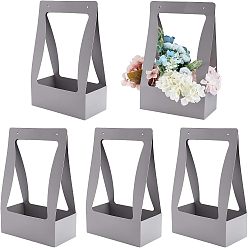 Gray Foldable Inspissate Paper Box, Portable Gift Packing Box, Bakery Cake Cupcake Box Container, Rectangle, Gray, 22.2x11.9x35.4cm