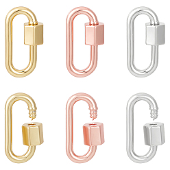 (52) Непрозрачная лаванда 6 шт. 3 цвета латунный винтовой карабин, подвески с замком, для изготовления ожерелий, овальные, разноцветные, 20x11.5x2 мм, Винт: 6.5x6.5 мм, 2 шт / цвет