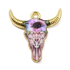 Розово-Коричневый Подвески из сплава, без свинца, без кадмии и без никеля, крупный рогатый скот, розово-коричневый, 22x21.5x2.5 мм, отверстие : 1.8 мм