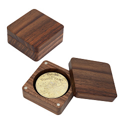 Sienna Walnut Coin Storage Box, Square, Sienna, 55x55x25mm