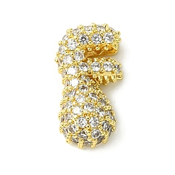 Letter F Подвески из латуни с покрытием из прозрачного кубического циркония, без кадмия и без свинца, долговечный, алфавит, реальный 18 k позолоченный, Буква F, 16.5x9x5.5 мм, отверстие : 3x1.8 мм