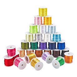 Mixed Color Nylon Satin Rattail Cord, for Bracelet Jewelry Making Chinese Knotting Macrame Craft, Mixed Color, 2.5mm, about 10m/roll, 30colors, 1roll/color, 30rolls/set