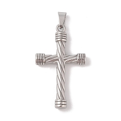 Нержавеющая Сталь Цвет 304 из нержавеющей стали большие кулоны, крест очарование, религия, цвет нержавеющей стали, 50x29x6.5 мм, отверстие : 7.5x4 мм