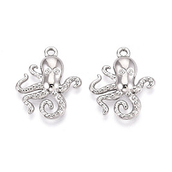 Нержавеющая Сталь Цвет 304 подвески в виде кальмаров из нержавеющей стали, цвет нержавеющей стали, 21.5x18x3 мм, отверстие : 1.6 мм