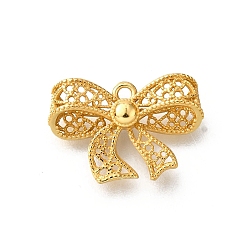 Золотой 925 стерлингов серебряные подвески, подвески-бантики полые, золотые, 12x17.5x4.5 мм, отверстие : 1.4 мм