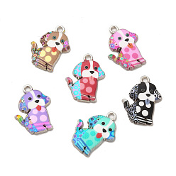 (52) Непрозрачная лаванда Панданы из сплава эмали, без свинца и без кадмия, платина, собачий шарм, разноцветные, 21.5x16x2 мм, отверстие : 1.8 мм