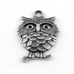 Argent Antique Support pendentif de strass en alliage de style tibétain, chouette, sans cadmium et sans plomb, argent antique, s'adapter pour 2 mm strass, 33x22.5x4 mm, trou: 3 mm, environ 321 pcs / 1000 g