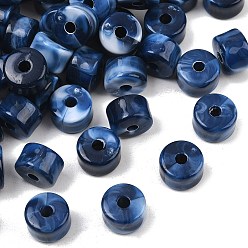 Prussian Blue Two-Color Opaque Acrylic Imitation Gemstone Beads, Column, Prussian Blue, 12x8mm, Hole: 3mm, about 526pcs/500g