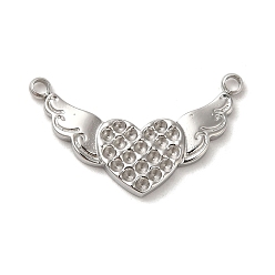 Stainless Steel Color Tarnish Resistant 304 Stainless Steel Connector Rhinestone Settings, Heart with Wing Links, Stainless Steel Color, Fit for 1.2mm Rhinestone, 13x22.5x1.8mm, Hole: 1.4mm