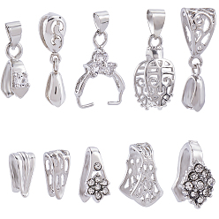 Платина 50 шт. 10 стили филигрань стойка покрытие латунный кулон зажимные скобы, щипцы для льда и защелки на поручнях, платина, 12~18.5x6~15x5~9.5x5~9.5 мм, отверстие : 4~8x4~9 мм, штифты : 1~3.5 мм, 5 шт / стиль